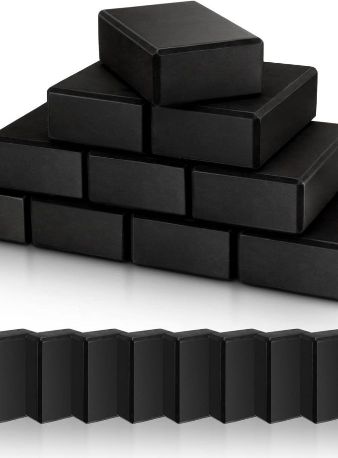 10 Pcs Foam Eva Yoga Blocks Non Slip Lightweight Bricks Yoga Bulk Supportive Blocks Prop Accessories for Pilates Stretching and Meditation Women Men Yogi Beginners, Black