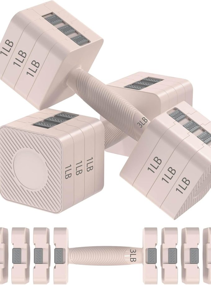 22LBS Adjustable Dumbbells Set, Hand Weights Sets with 5 Levels 3lb, 5lb, 7lb, 9lb, 11lb, Adjustable Weight Dumbbells for Women/Men Home Gym Full Body Workout