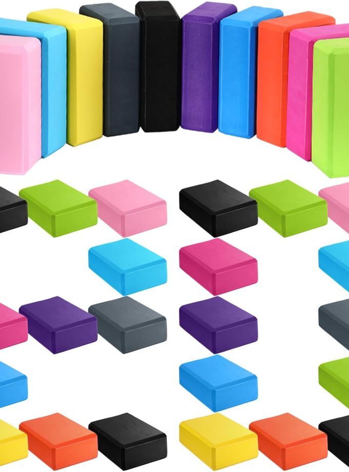 20 Pcs Foam EVA Yoga Blocks Lightweight Yoga Bricks Non Slip Supportive Foam Blocks Yoga Prop Accessories for Yoga, Pilates, Stretching and Meditation, Women Men Yogi Yoga Beginners (Multicolor)