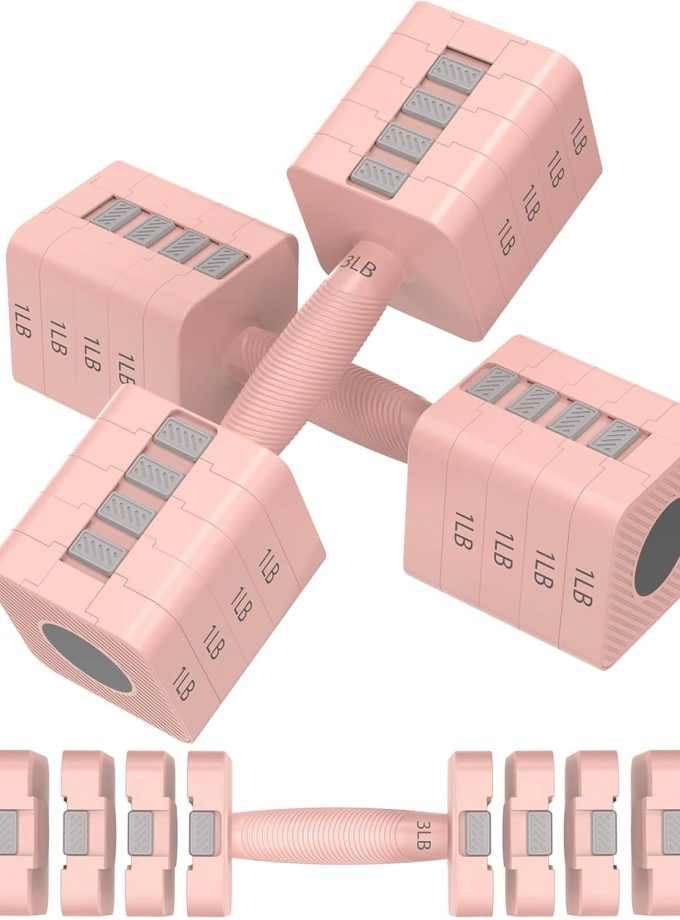Adjustable Dumbbells Set of 2, 5-in-1 Adjustable Weight Dumbbells for Women/Men, 3lb/5lb/7lb/9lb/11lb Dumbbell Weights Set for Home Gym Workout