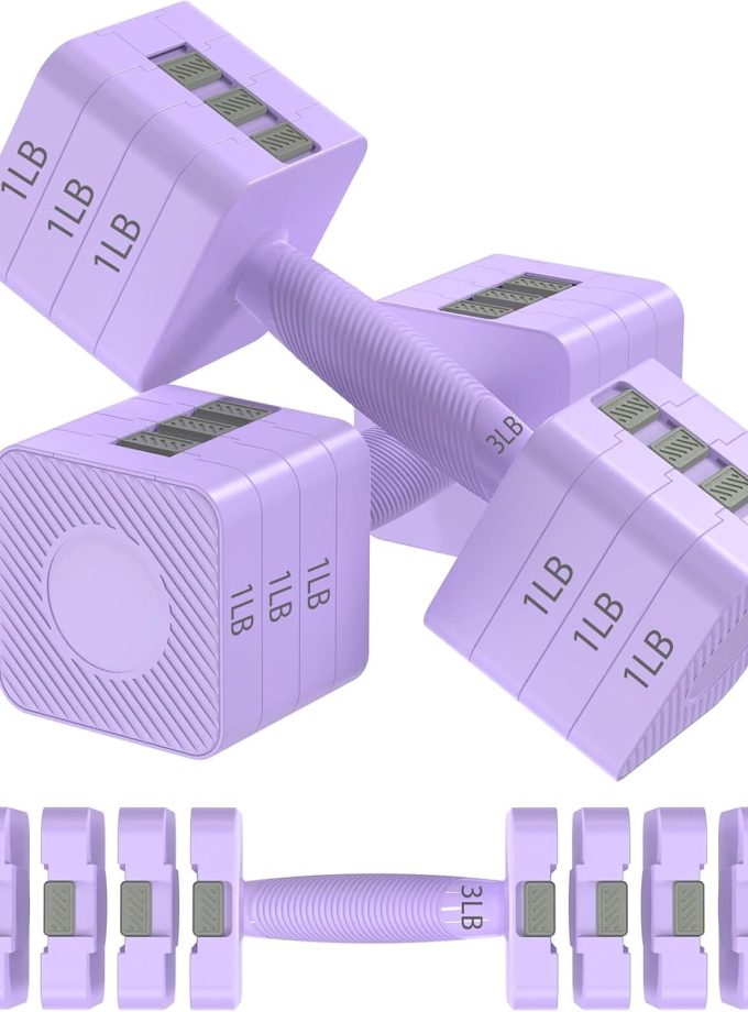 22LBS Adjustable Dumbbells Set, Hand Weights Sets with 5 Levels 3lb, 5lb, 7lb, 9lb, 11lb, Adjustable Weight Dumbbells for Women/Men Home Gym Full Body Workout