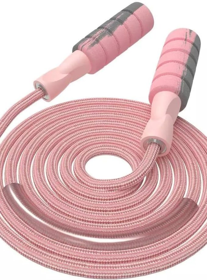 Jump Rope Cotton Adjustable Skipping Weighted jumprope for Women??Adult and Children Athletic Fitness Exercise Jumping Rope (Pink)