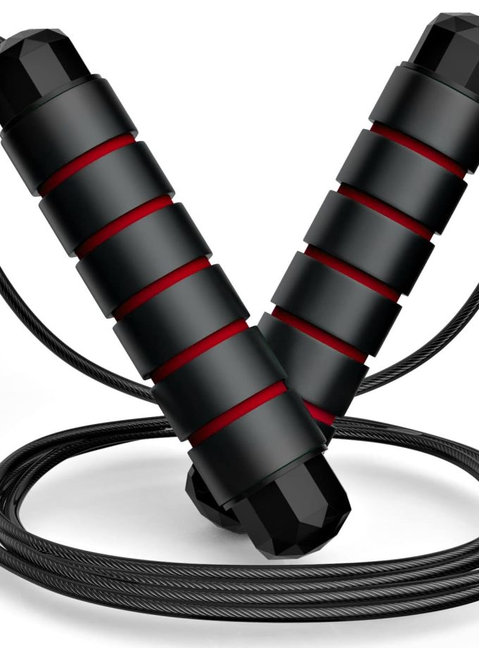 Jump Rope, Tangle-Free Rapid Speed Jumping Rope Cable with Ball Bearings for Women, Men, and Kids, Adjustable Steel Jump Rope Workout with Foam Handles for Fitness, Home Exercise & Slim Body