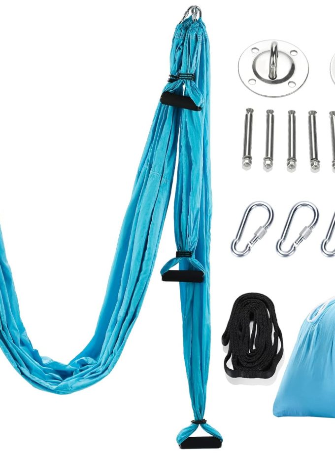 Aerial Yoga Swing Sling Strong Yoga Hammock Kit Set Trapeze Inversion Equipment Include 2 Extensions Straps and Ceiling Mounting Kit