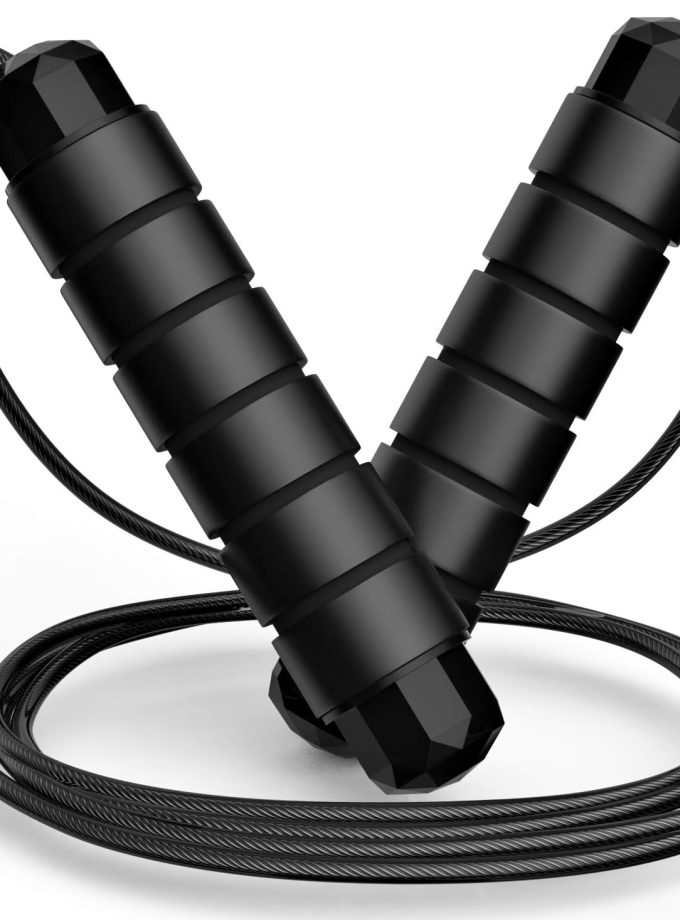 Jump Rope, Tangle-Free Rapid Speed Jumping Rope Cable with Ball Bearings for Women, Men, and Kids, Adjustable Steel Jump Rope Workout with Foam Handles for Fitness, Home Exercise & Slim Body